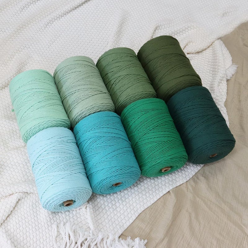 Aelfon Macrame Cord 3mm x 328yards, Soft Colored Macrame Rope, Natural Cotton Cord for Plant Hangers, Wall Hanger, Decorative Projects(Deep Green) - Image 3